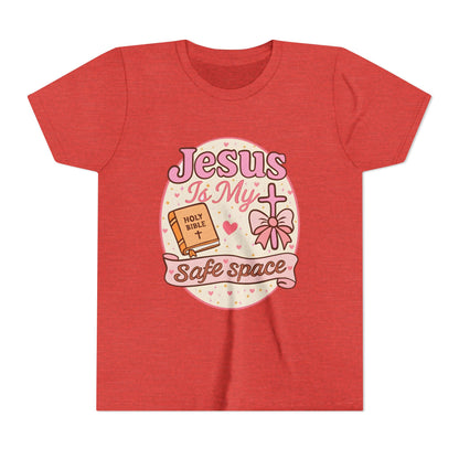 Youth Tee — "Jesus Is My Safe Space" Christian Kids T-Shirt