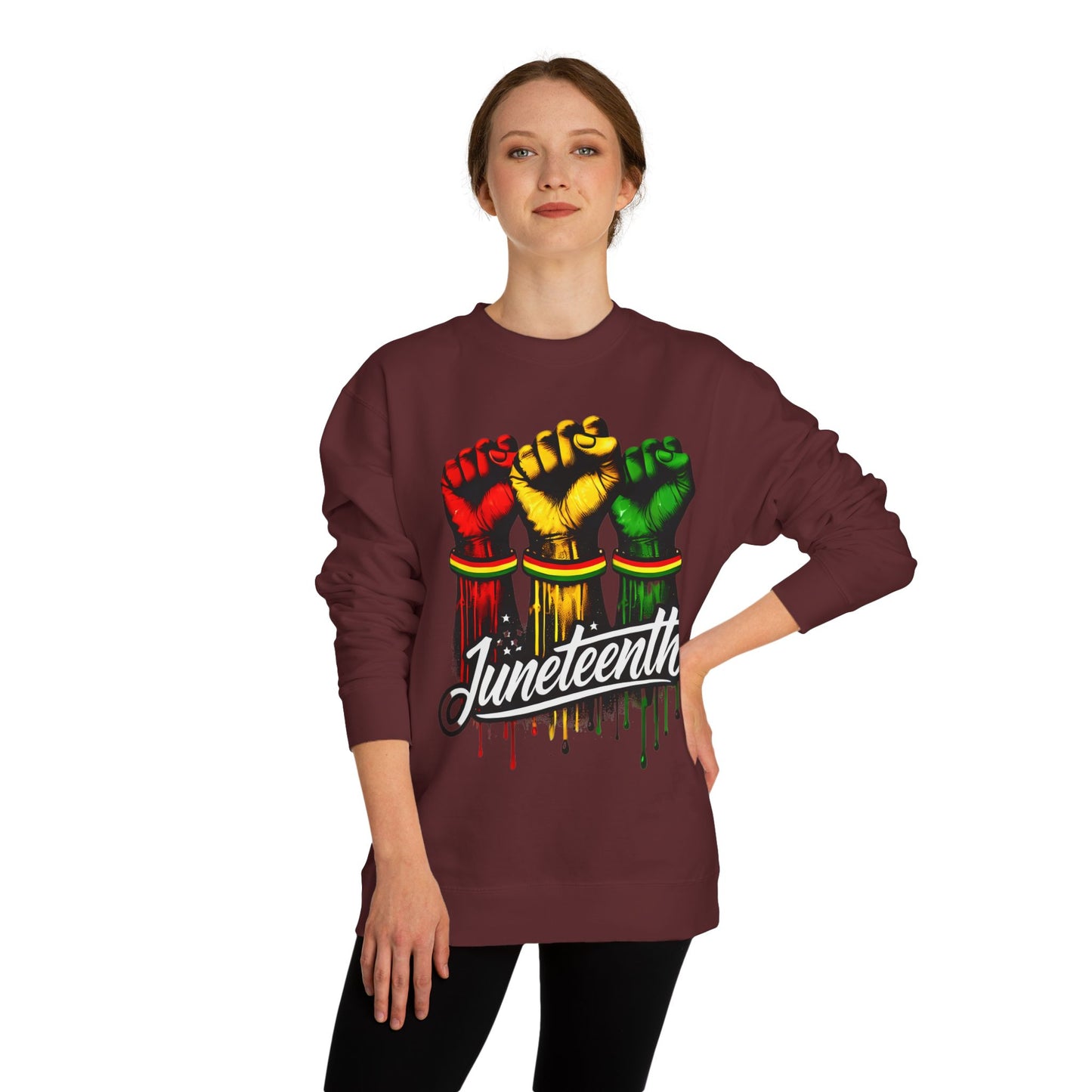 Juneteenth Fist Sweatshirt – Black Power Red Yellow Green Pride Crewneck