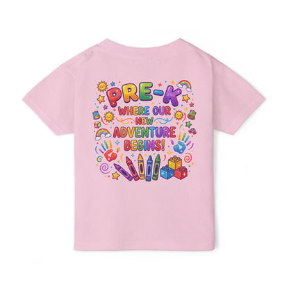 Toddler T‑Shirt — "Pre-K: Where Our New Adventure Begins!" Colorful Back-to-School Tee