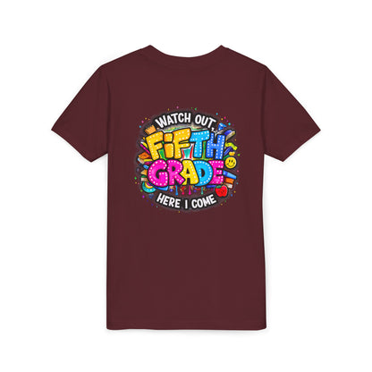 Fifth Grade T‑Shirt for Kids - "Watch Out Fifth Grade Here I Come" Back-to-School Tee