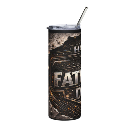 Father's Day 20oz Stainless Steel Tumbler — "Happy 1st Father Day" Vintage Metal Badge Design