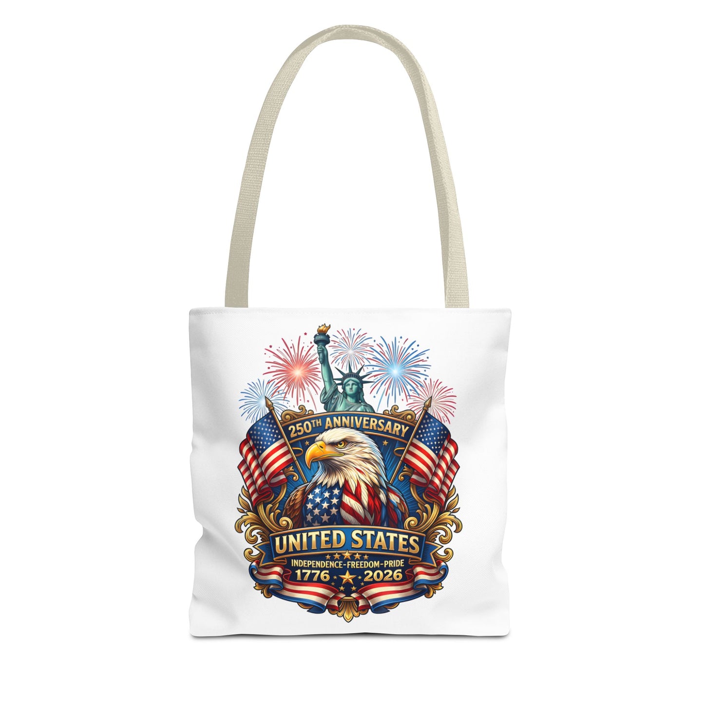 United States 250th Anniversary Tote Bag — Patriotic Eagle & Fireworks 1776–2026