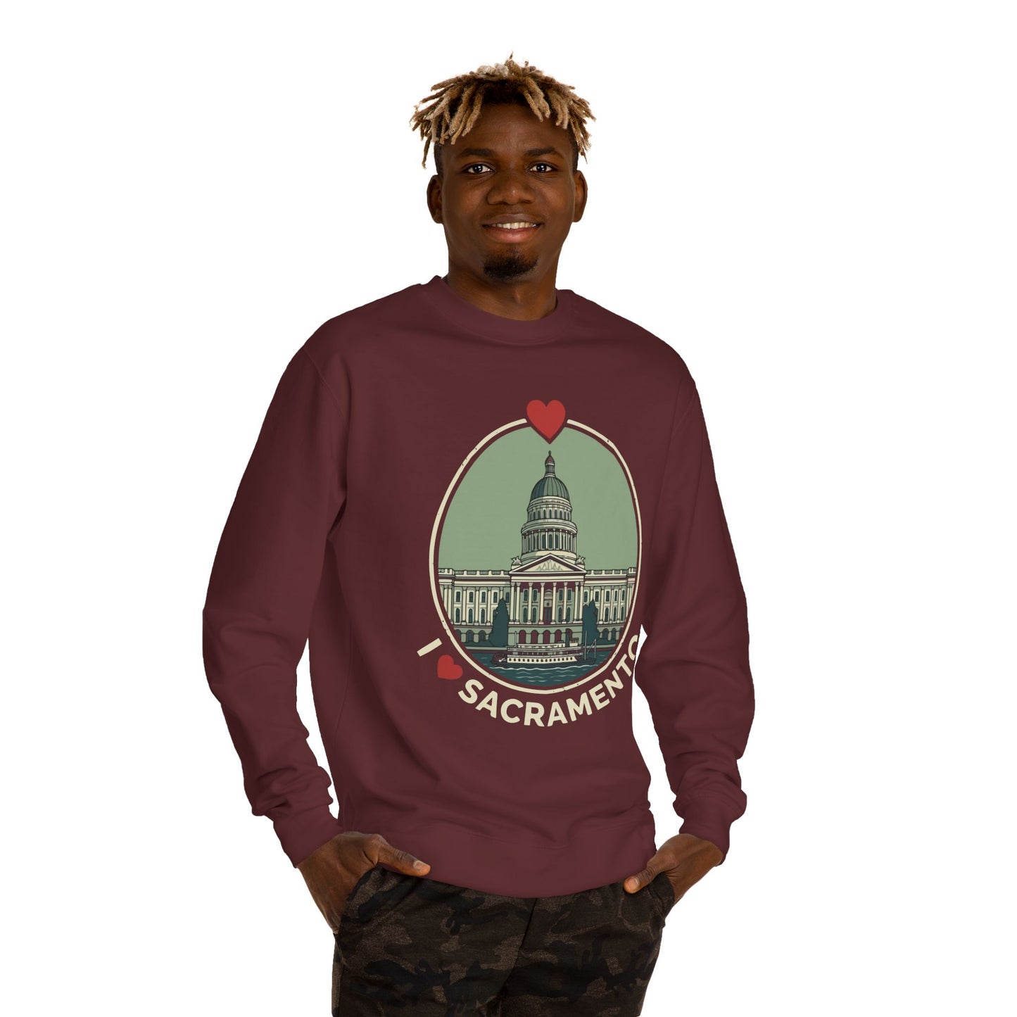 Sacramento Capitol Crewneck Sweatshirt — I Love Sacramento Vintage Graphic