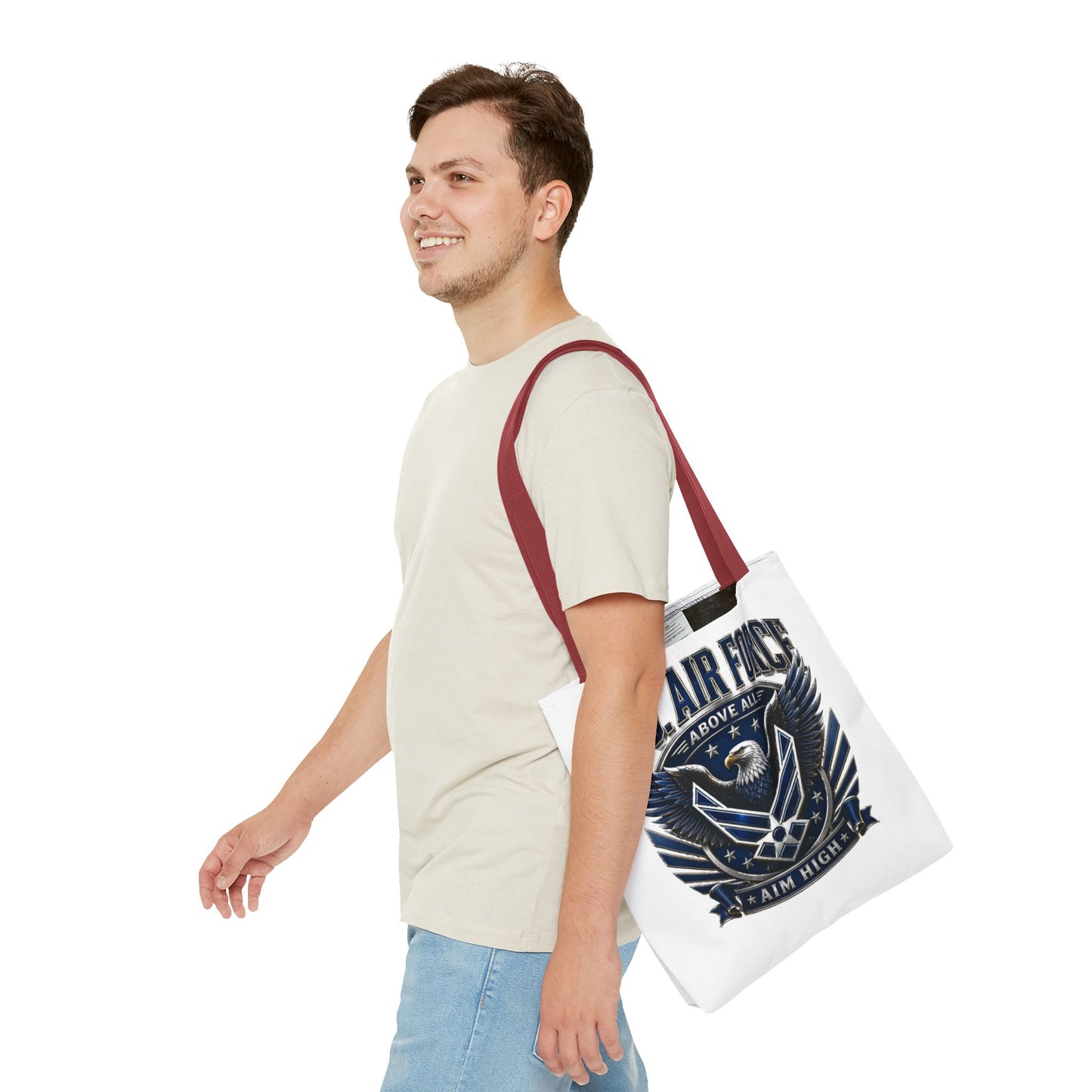 U.S. Air Force Eagle Tote Bag - "Aim High" Military Canvas Tote