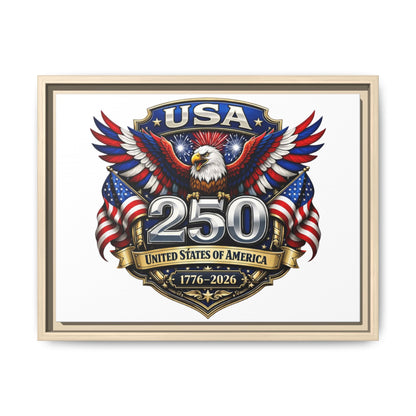 USA 250 Anniversary Framed Canvas — Patriotic Eagle 1776–2026 Wall Art