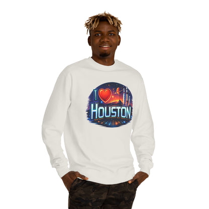 I Heart Houston Crewneck Sweatshirt — Retro Space City Graphic
