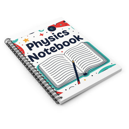Physics Notebook — Spiral Ruled School Notebook with Open Book Design