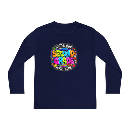 Second Grade Long Sleeve Tee — "Watch Out Second Grade Here I Come" Youth Shirt