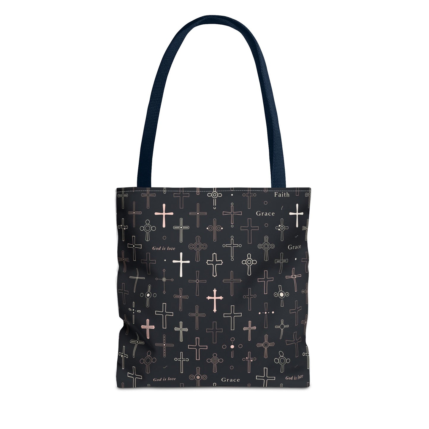 Cross Pattern Tote Bag — Faith & Grace Religious All-Over Print Tote