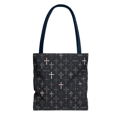 Cross Pattern Tote Bag — Faith & Grace Religious All-Over Print Tote