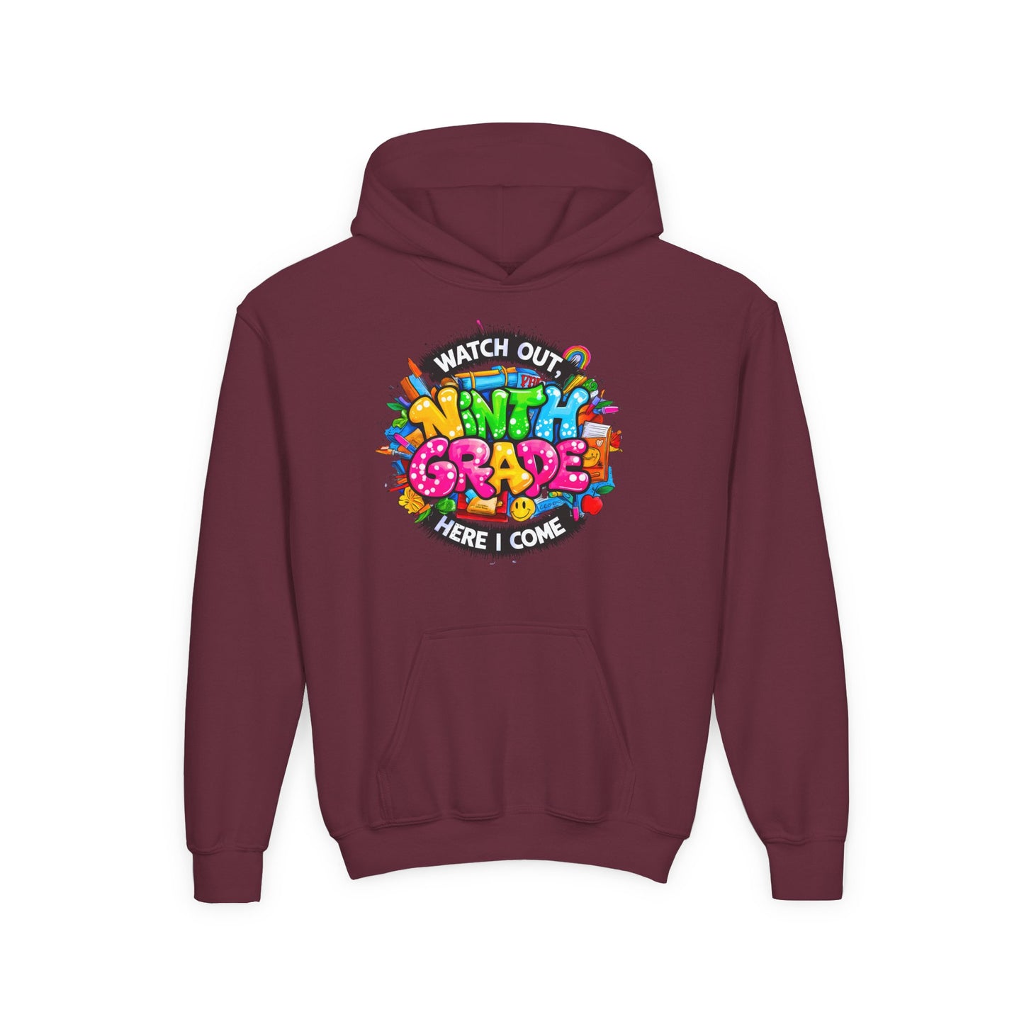Kids' 4th Grade Hoodie – "Watch Out 4th Grade Here I Come" Colorful Back-to-School Sweatshirt