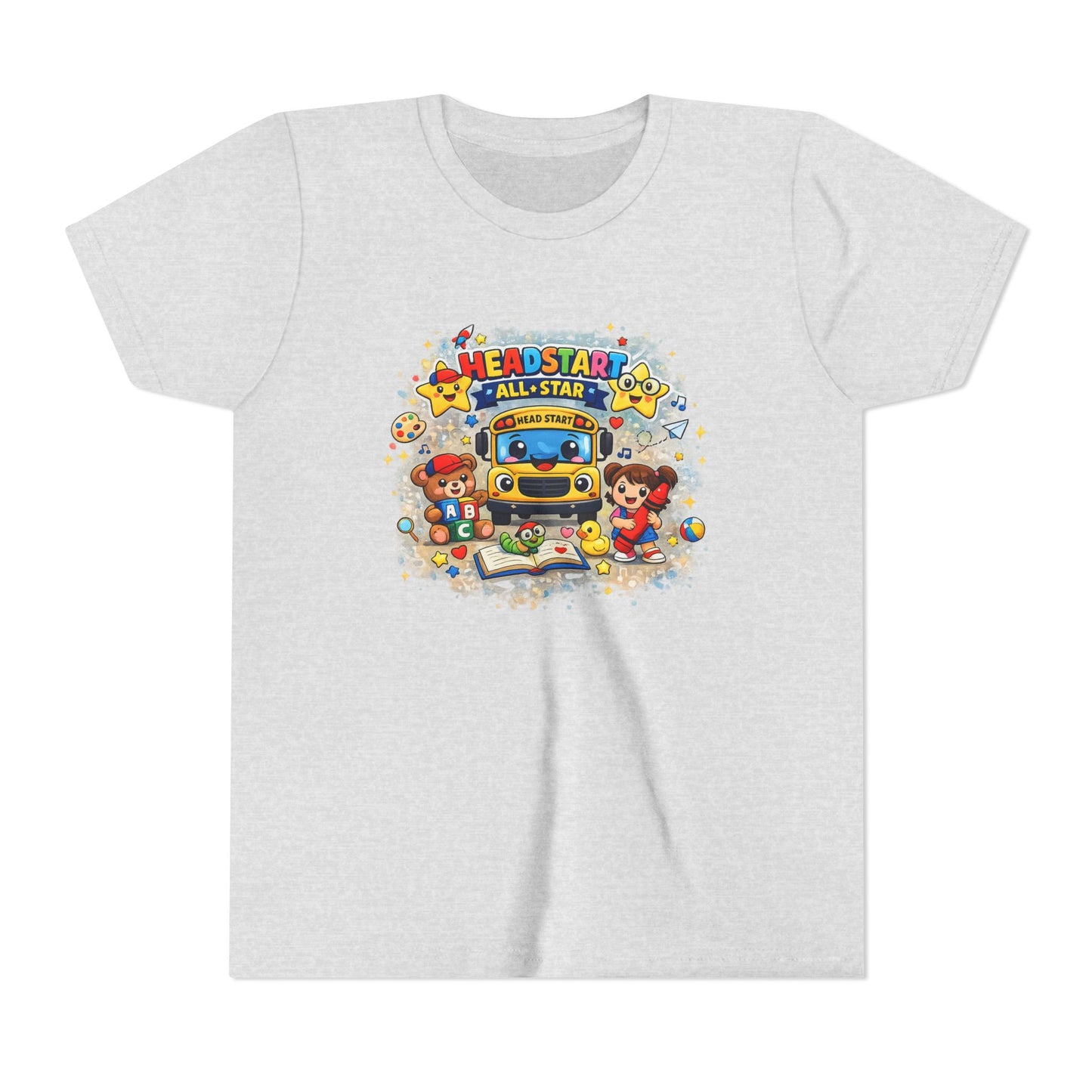 Youth Tee — "Headstart All-Star" Cute School Bus & Characters Back-to-School Shirt