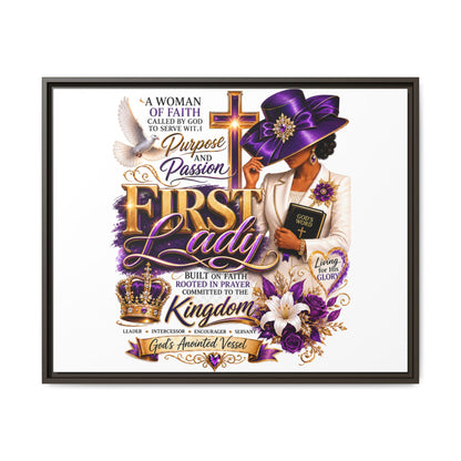 First Lady Faith Wall Art — Framed Matte Canvas (Purple & Gold)