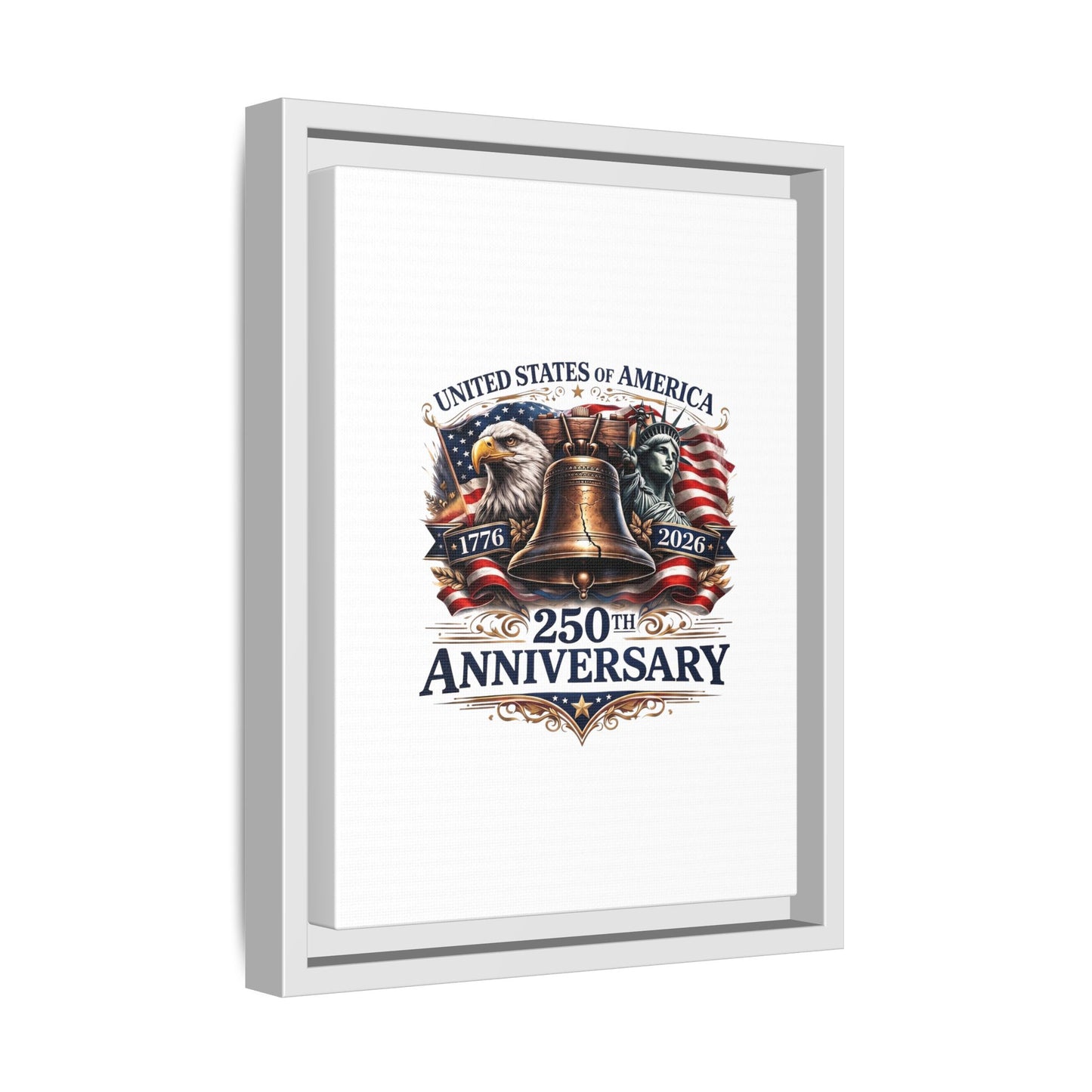 250th Anniversary Framed Canvas - United States of America Patriotic Liberty Bell Print