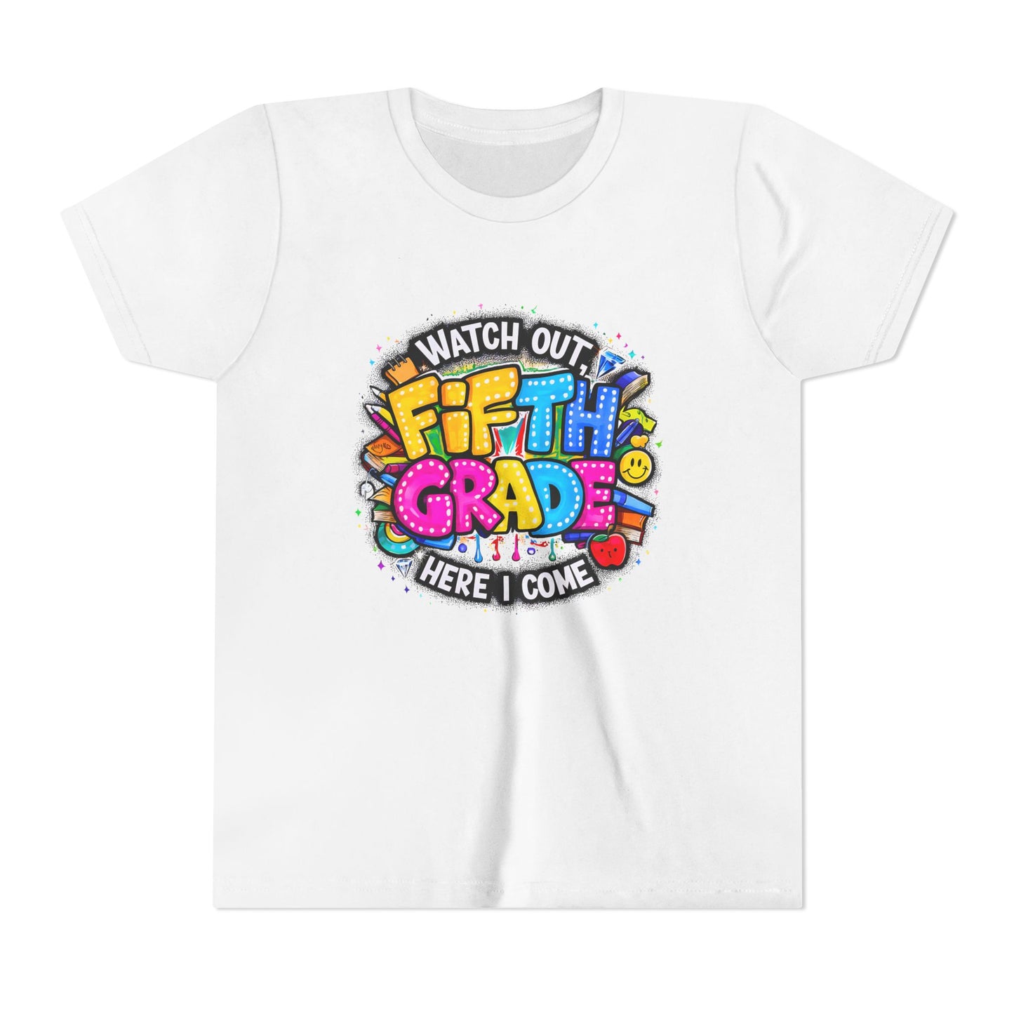 Fifth Grade T‑Shirt for Kids - "Watch Out Fifth Grade Here I Come" Back-to-School Tee