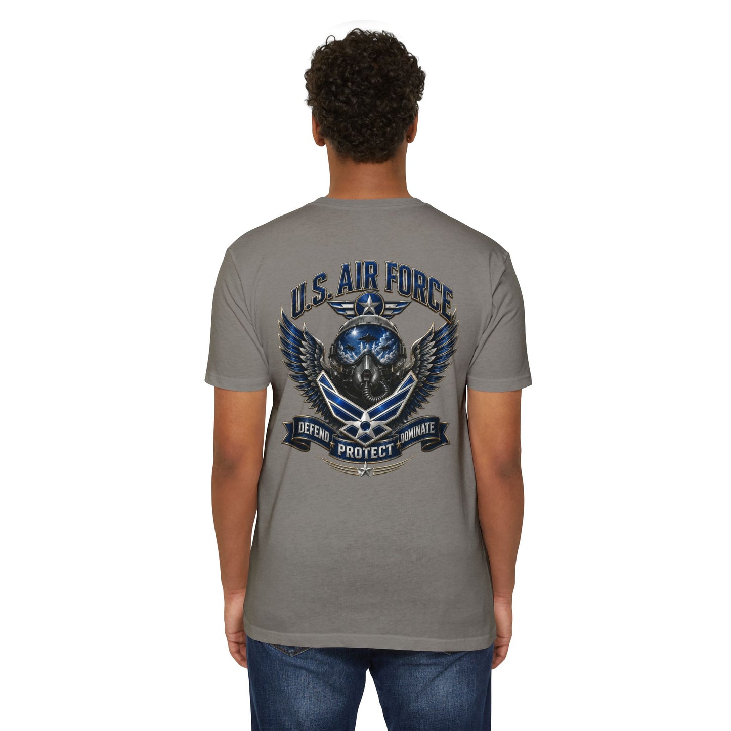 U.S. Air Force Skull Wings T-Shirt — Defend Protect Dominate Military Tee
