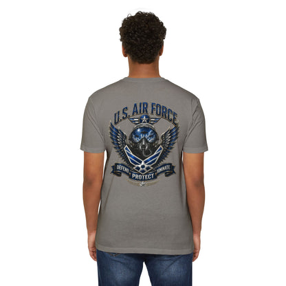 U.S. Air Force Skull Wings T-Shirt — Defend Protect Dominate Military Tee