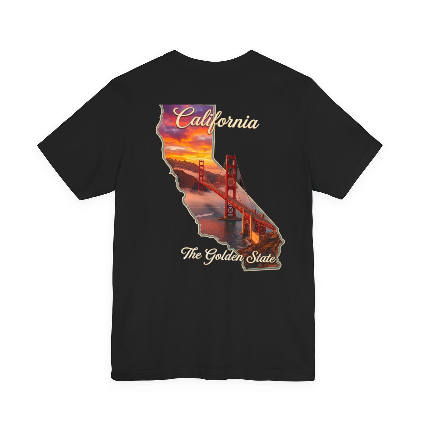 California Golden Gate Tee — "California The Golden State" Sunset Map T-Shirt