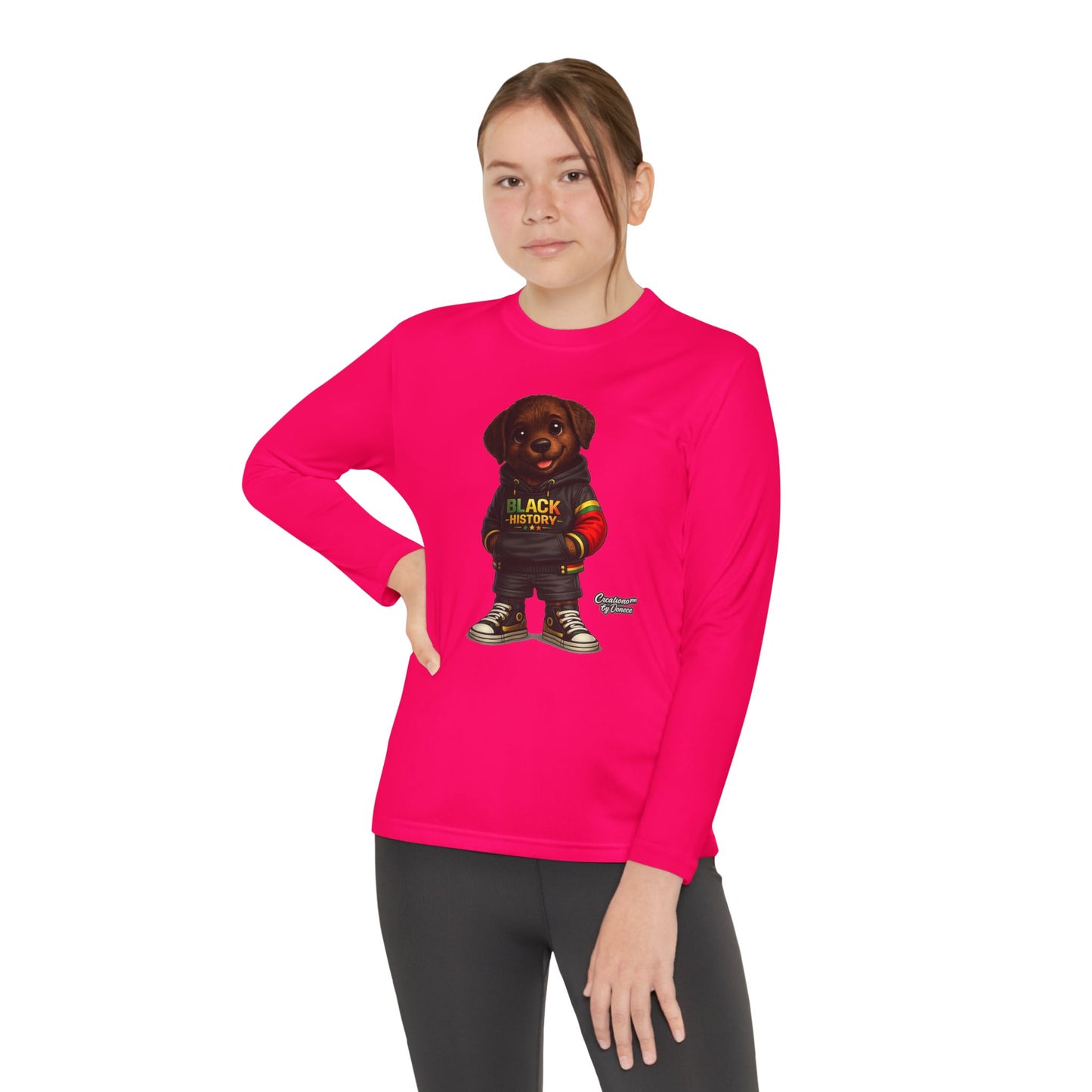 Kids Long Sleeve Tee — Rasta Teddy 'Black Excellence' Graphic