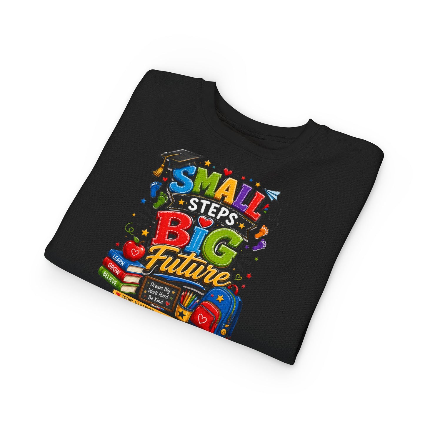 Toddler Sweatshirt - "Small Steps Big Future" Back-to-School Kids Crewneck