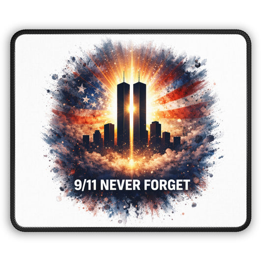 Gaming Mouse Pad — 9/11 Never Forget Tribute with Twin Towers & American Flag