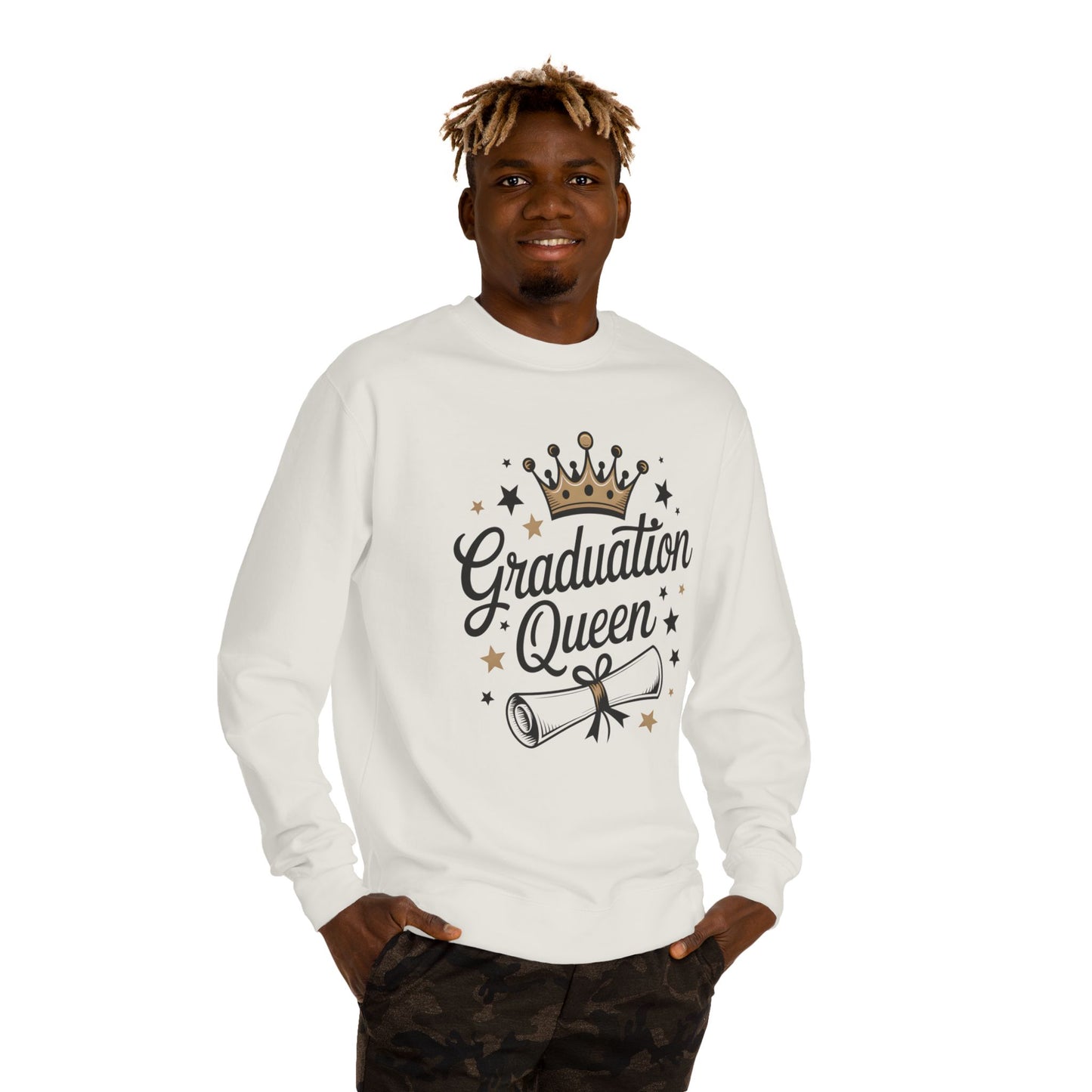 Graduation Queen Crewneck Sweatshirt — Crown & Diploma Celebration Pullover