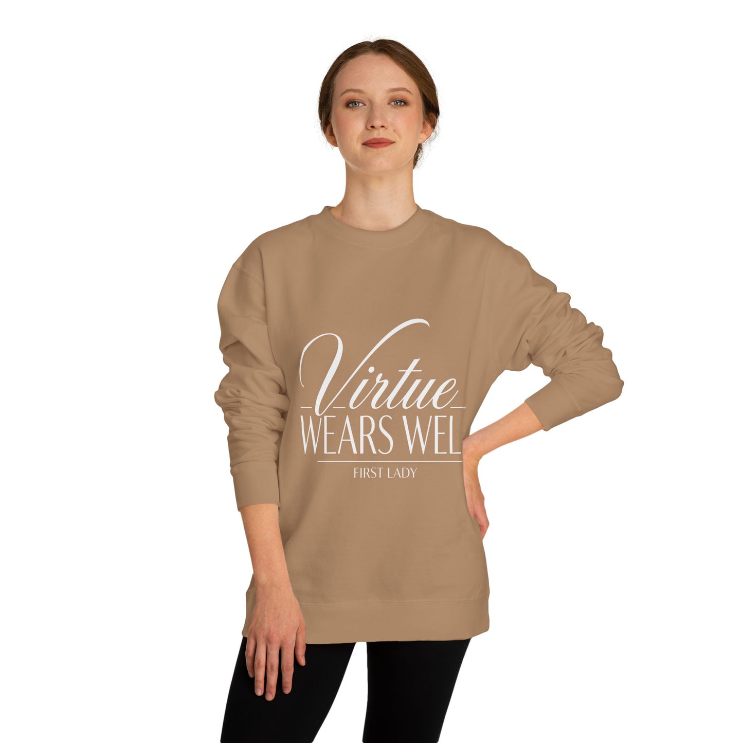 Virtue Wears Well Sweatshirt — Inspirational First Lady Crewneck