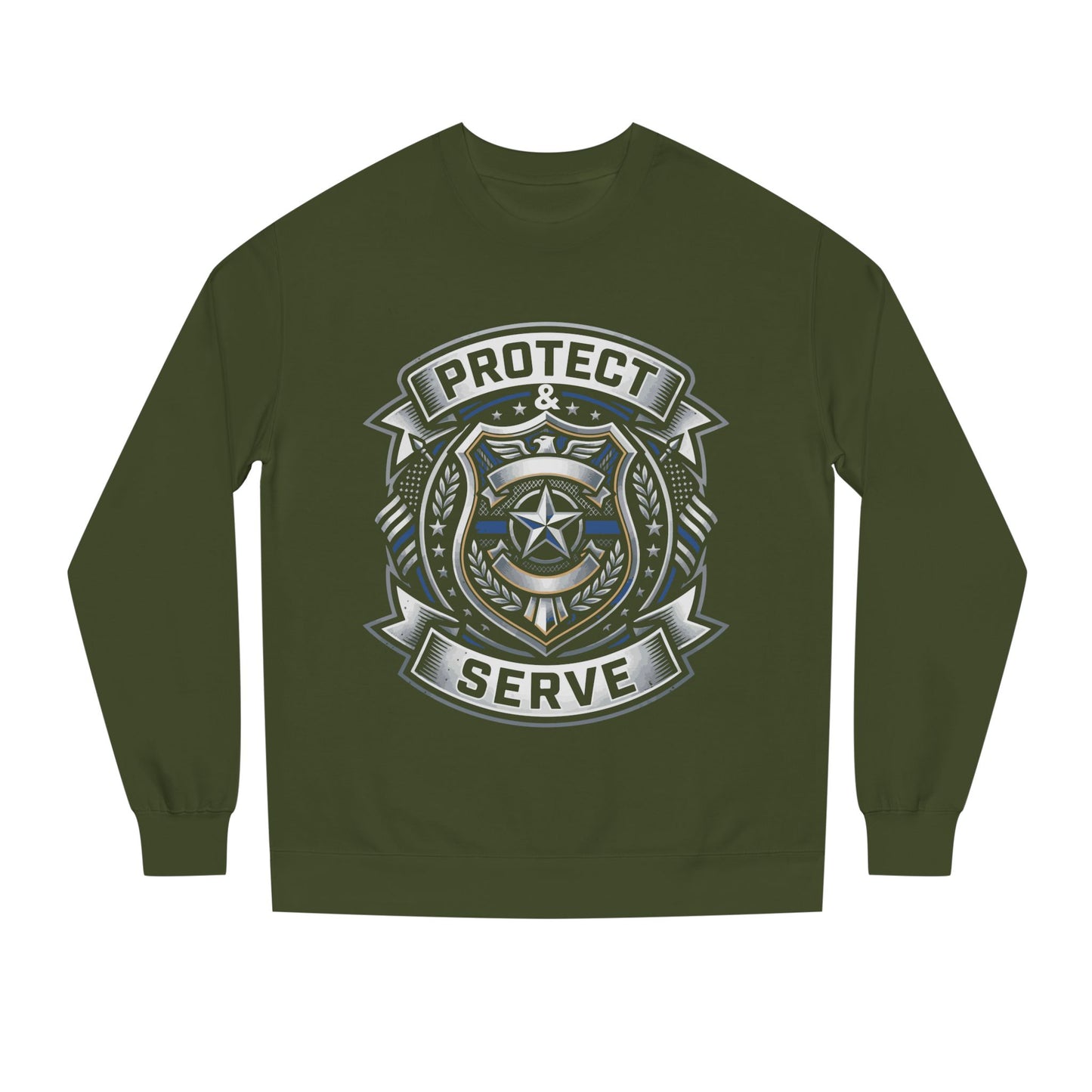 Protect & Serve Sweatshirt — Police Badge Crewneck