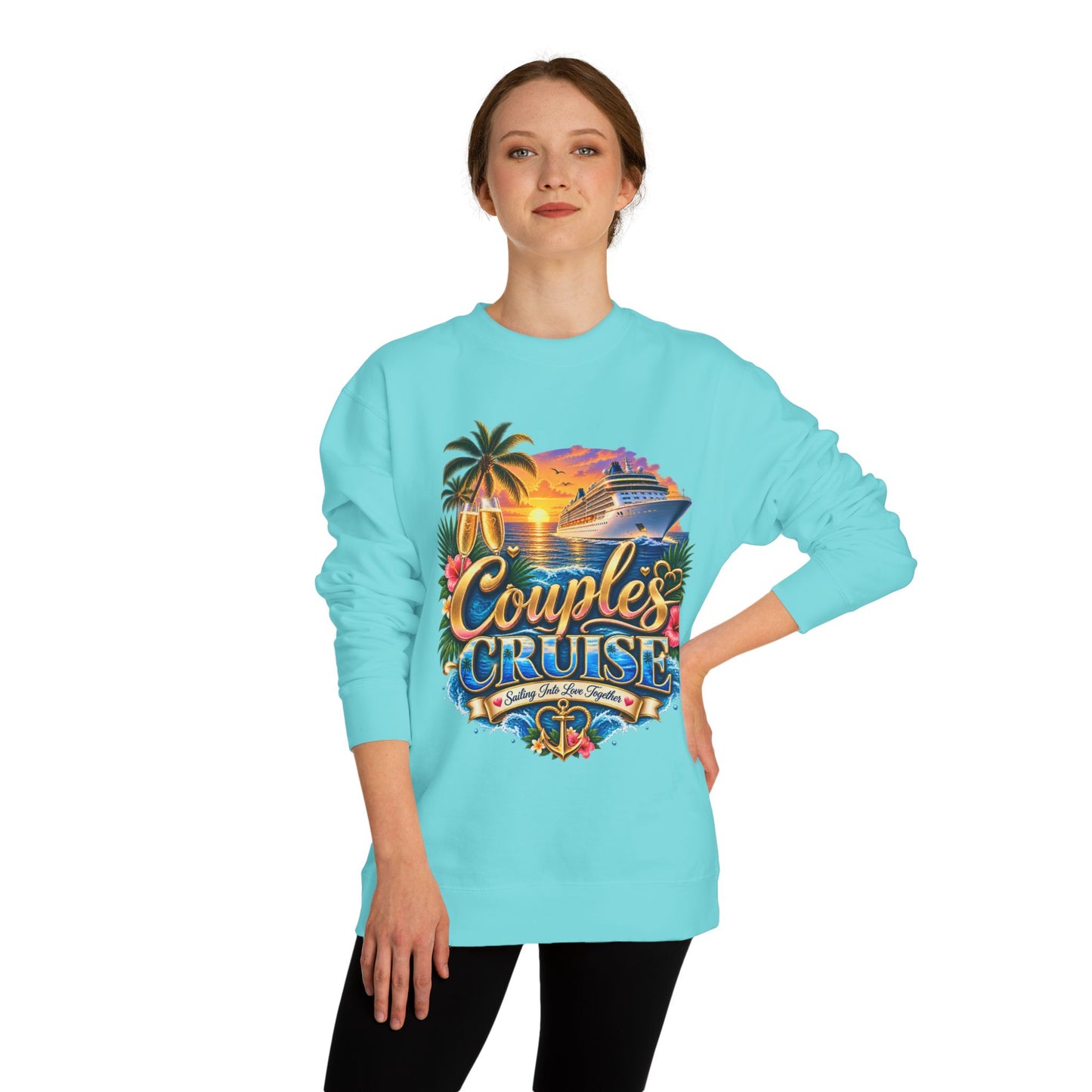 Couples Cruise Sweatshirt — Tropical Sunset Cruise Graphic Crewneck
