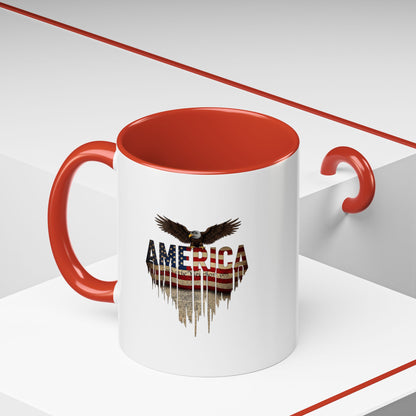 America Eagle Flag Accent Coffee Mug – Patriotic 11/15oz Ceramic