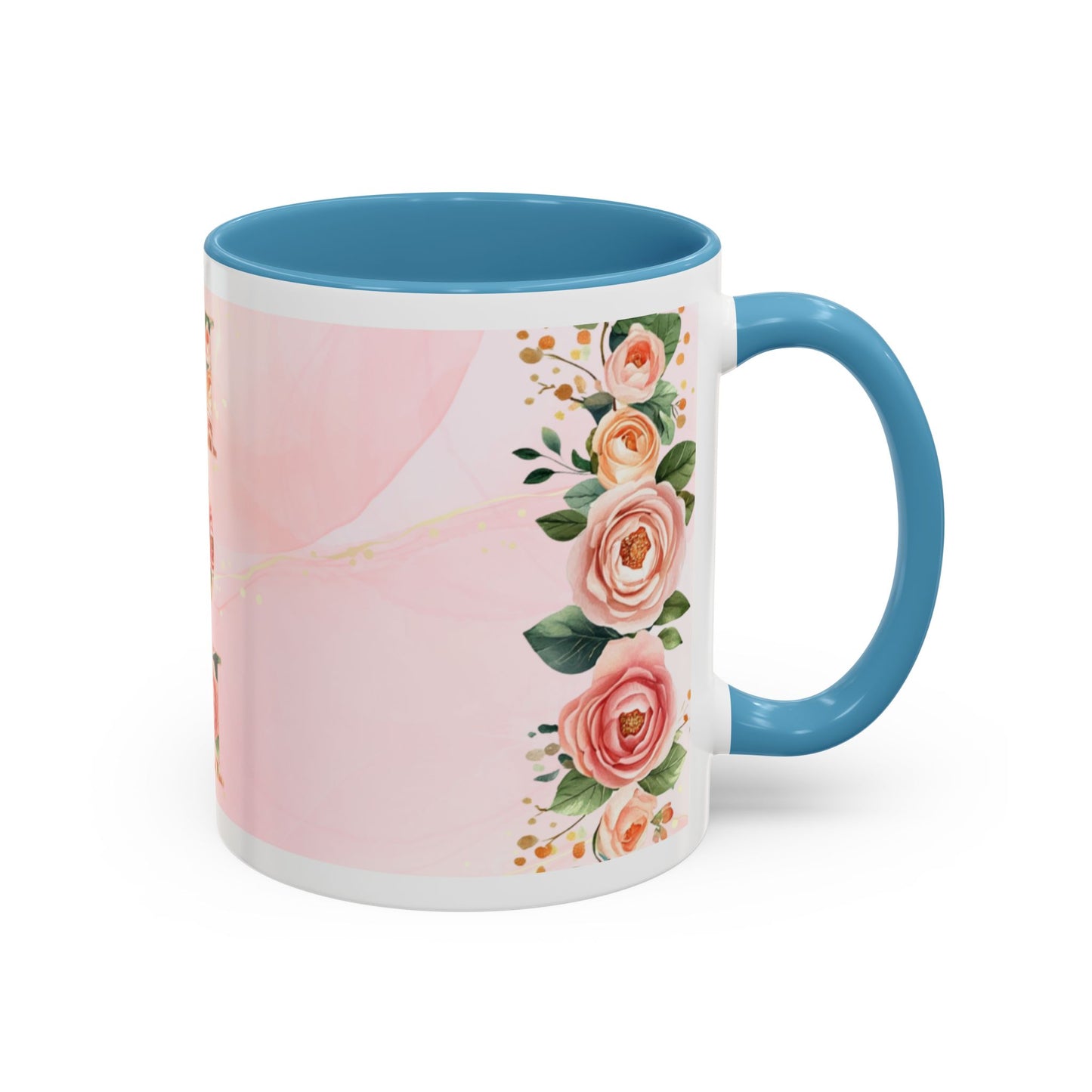 Mom Floral Accent Coffee Mug – Pink Rose Mother's Day Gift (11/15 oz)