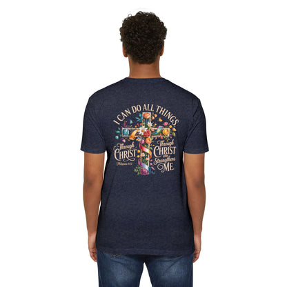 Christian Cross T‑Shirt — “I Can Do All Things Through Christ” Inspirational Tee