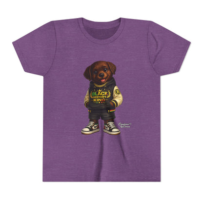 Youth Tee — 'Black History King' Puppy Graphic Shirt