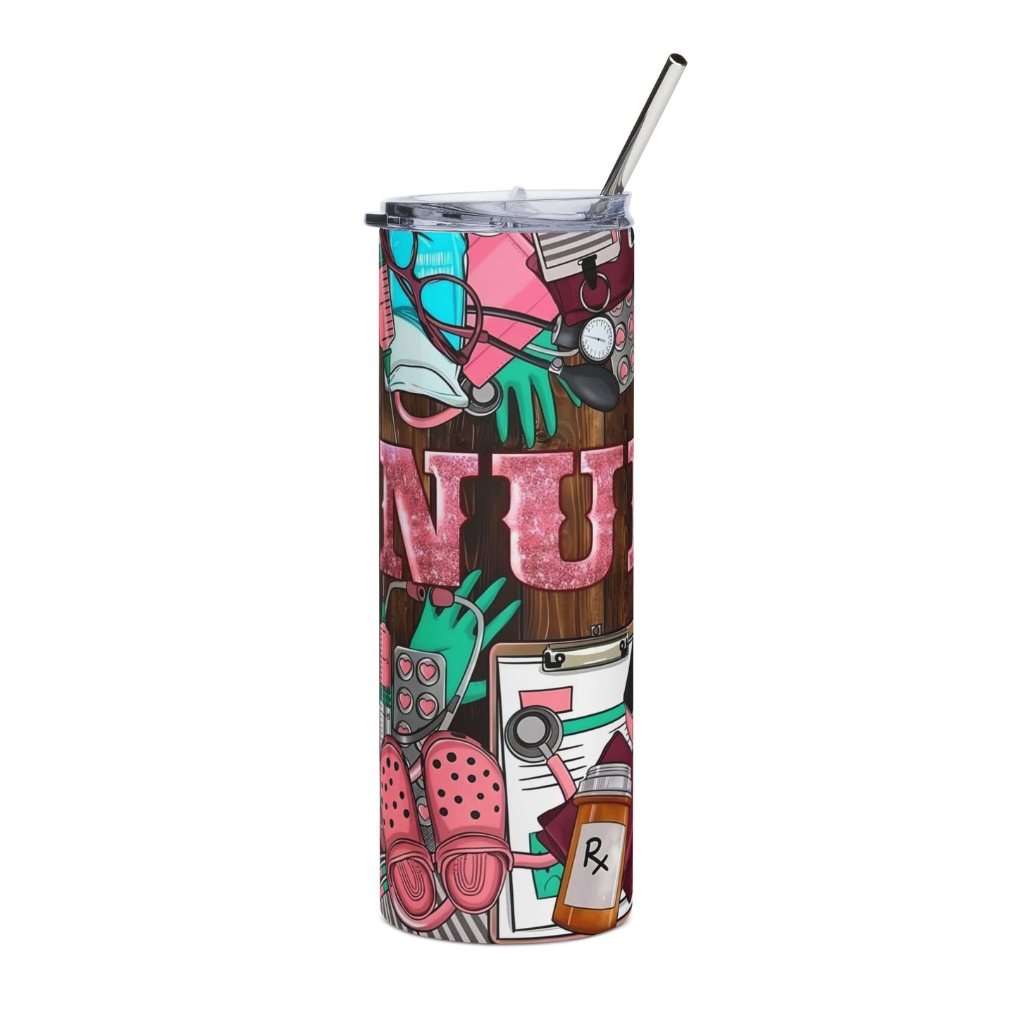 Nurse Life 20oz Stainless Steel Tumbler – Medical Scrubs, Stethoscope & Rx Design