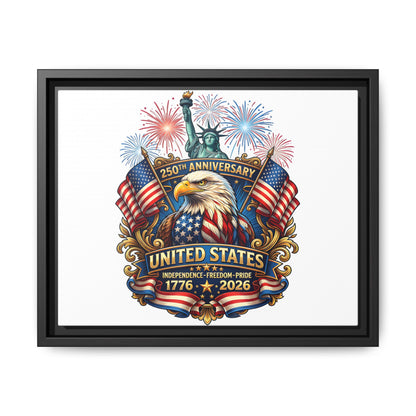 United States 250th Anniversary Framed Canvas — "1776-2026" Patriotic Eagle & Statue of Liberty Print