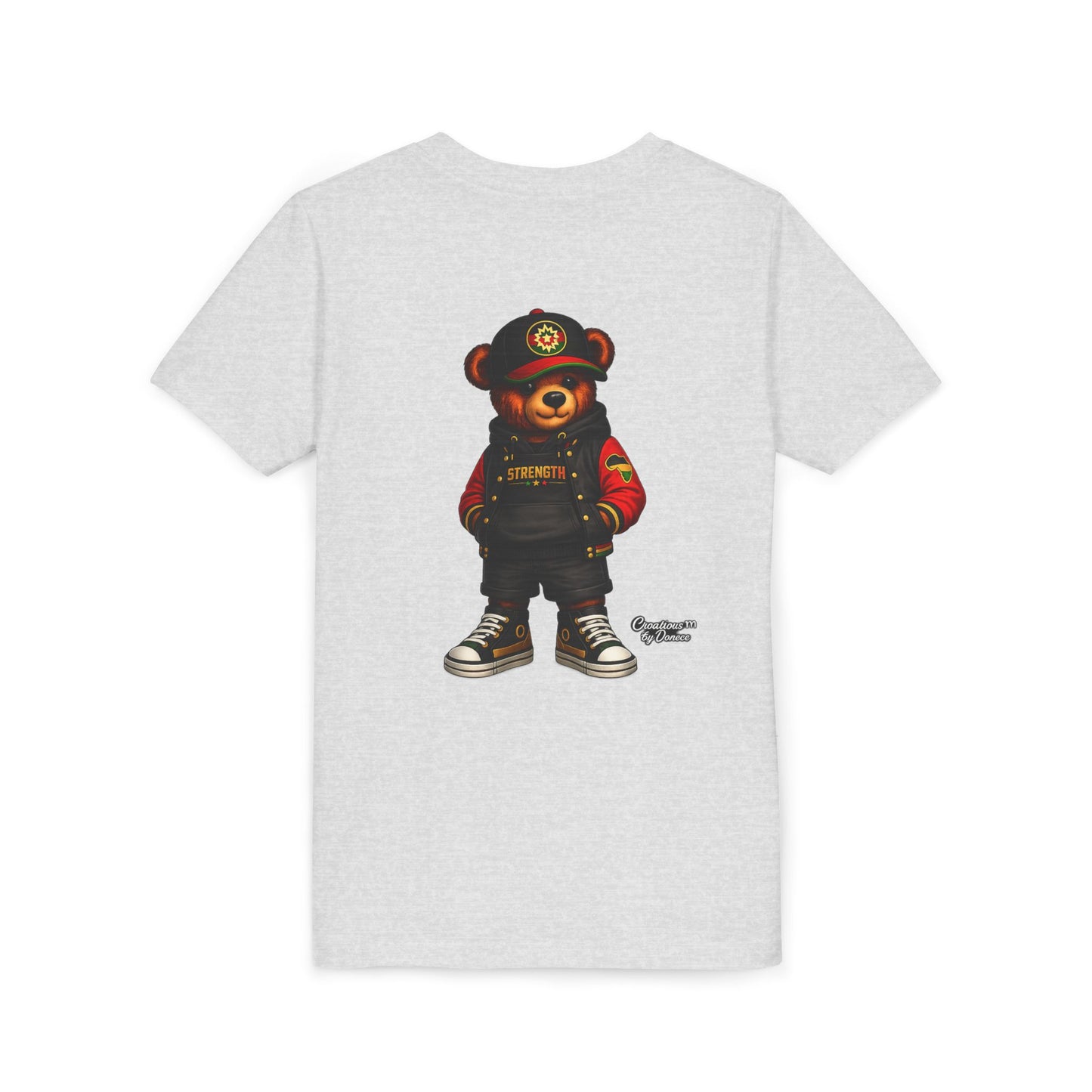 Kids Teddy Bear Streetwear Tee — 'Strength' Graphic Youth T-Shirt