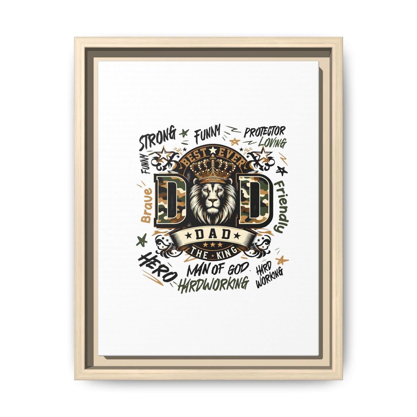 Framed Matte Canvas 'Best Ever DAD' Wall Art – Lion King Design, Father’s Day Gift