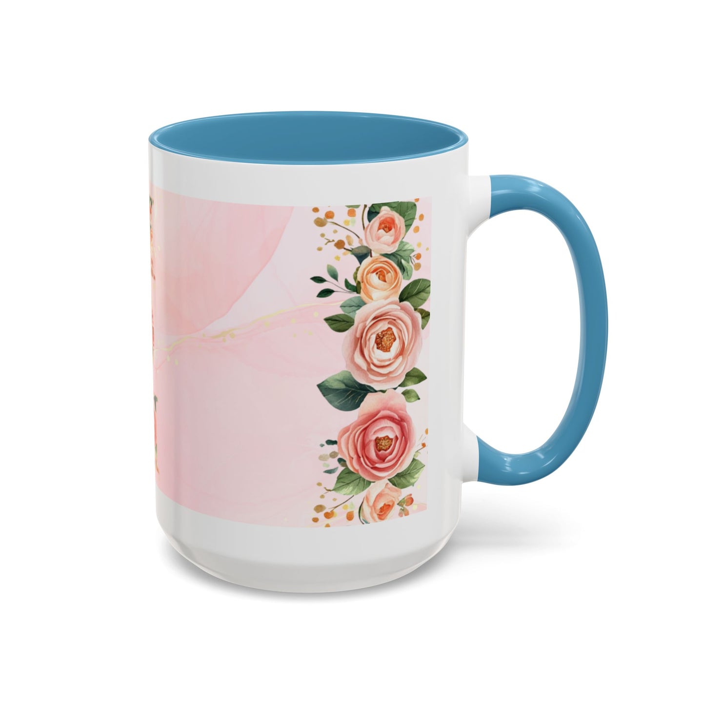 Mom Floral Accent Coffee Mug – Pink Rose Mother's Day Gift (11/15 oz)