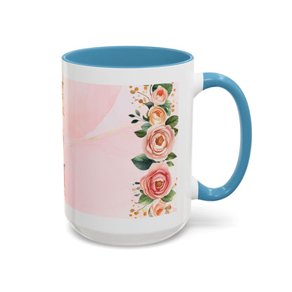 Mom Floral Accent Coffee Mug – Pink Rose Mother's Day Gift (11/15 oz)