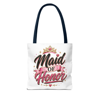 Maid of Honor Tote Bag — Pink Crown Bridal Party Tote for Weddings & Bachelorette