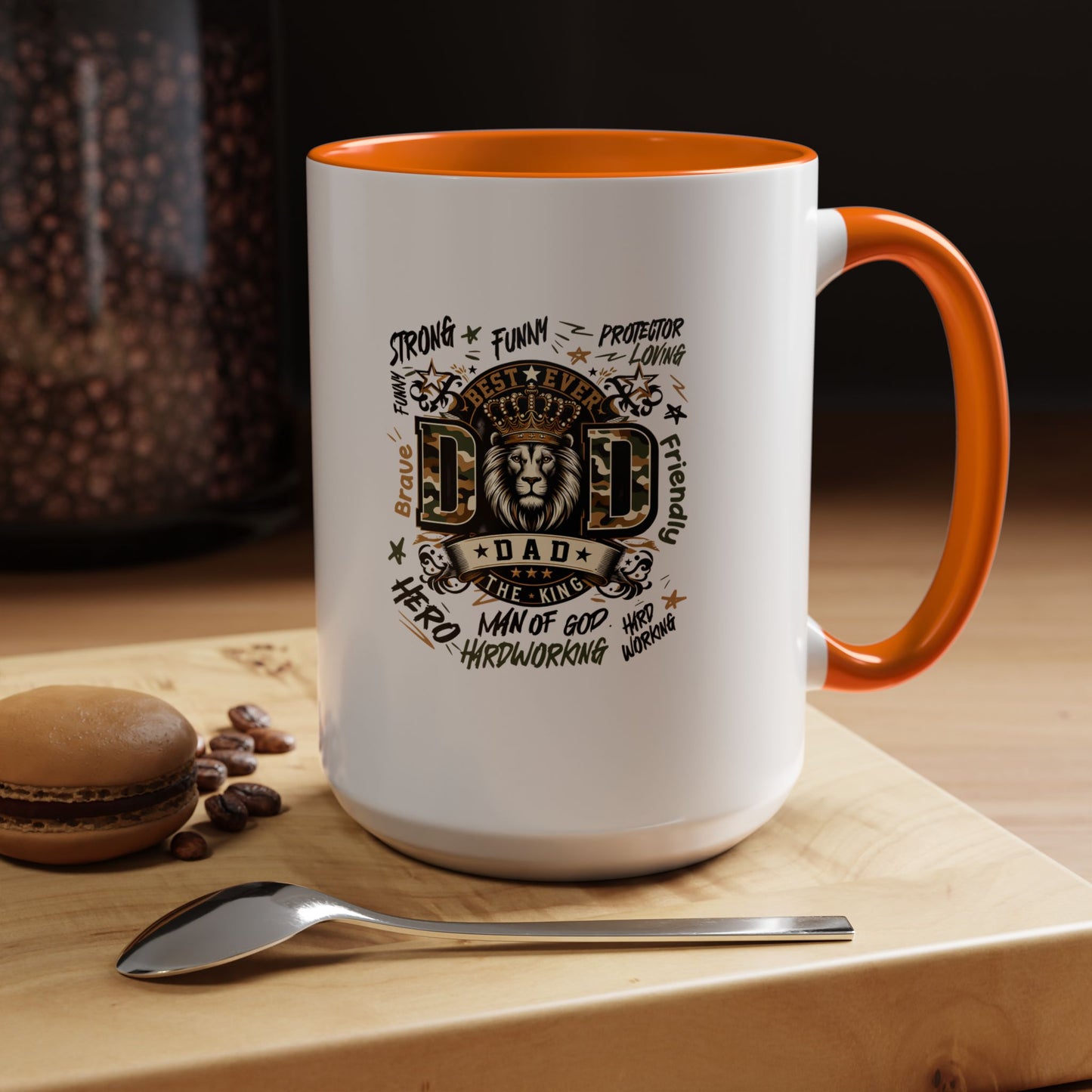 Dad King Lion Coffee Mug — 'Dad: The King' Accent 11/15oz Gift