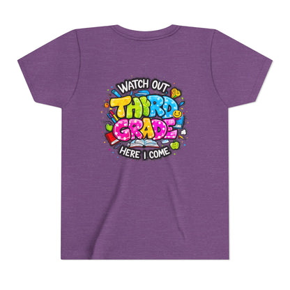 Third Grade Kids T‑Shirt — "Watch Out Third Grade Here I Come" Back-to-School Tee