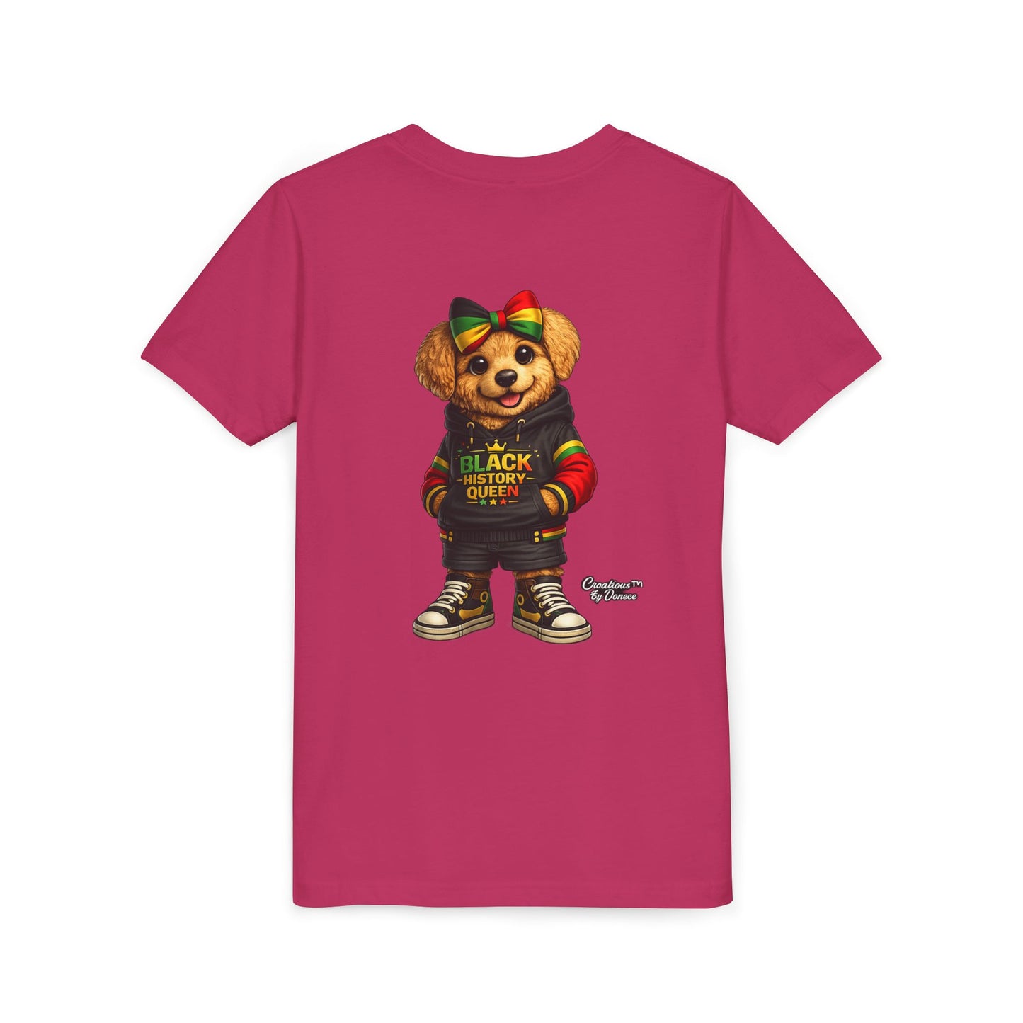 Youth Tee — Black History Queen Bear Graphic T-Shirt