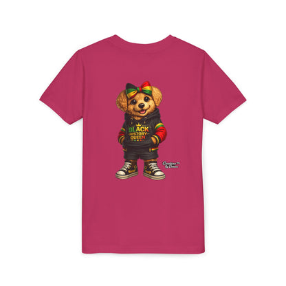 Youth Tee — Black History Queen Bear Graphic T-Shirt