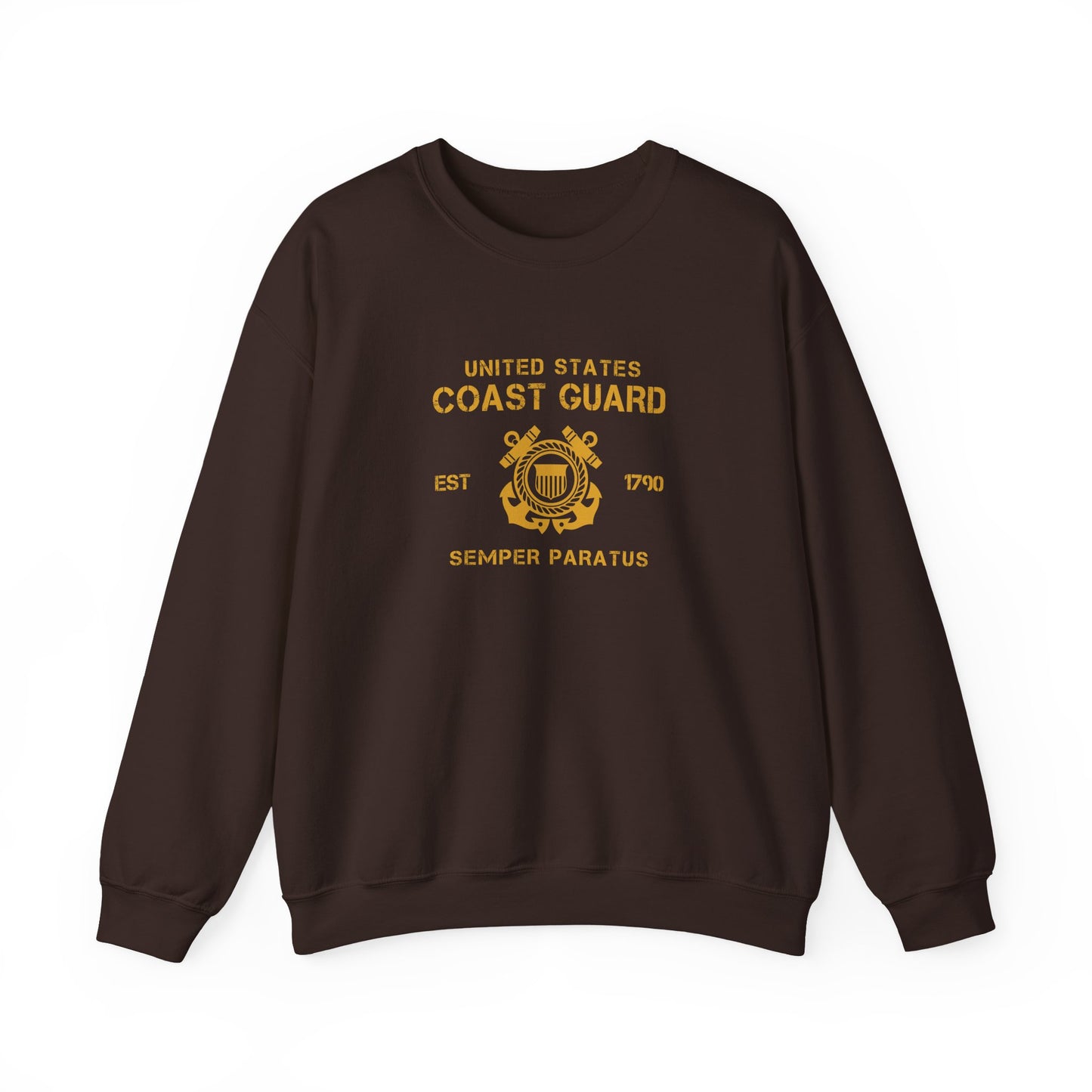 Coast Guard Crest Crewneck Sweatshirt — "Semper Paratus" Military Pullover
