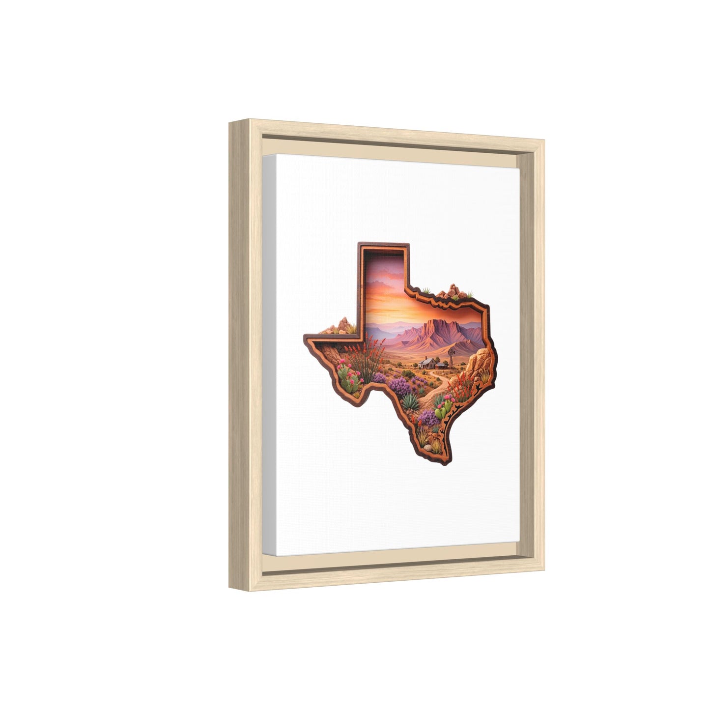 Framed Texas Landscape Matte Canvas — Desert Sunset State Art Print