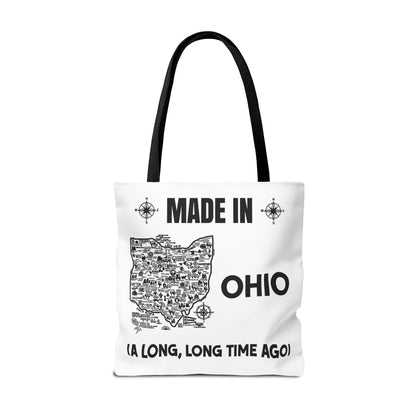 Made in Ohio Tote Bag — Vintage Map Design "A Long, Long Time Ago"