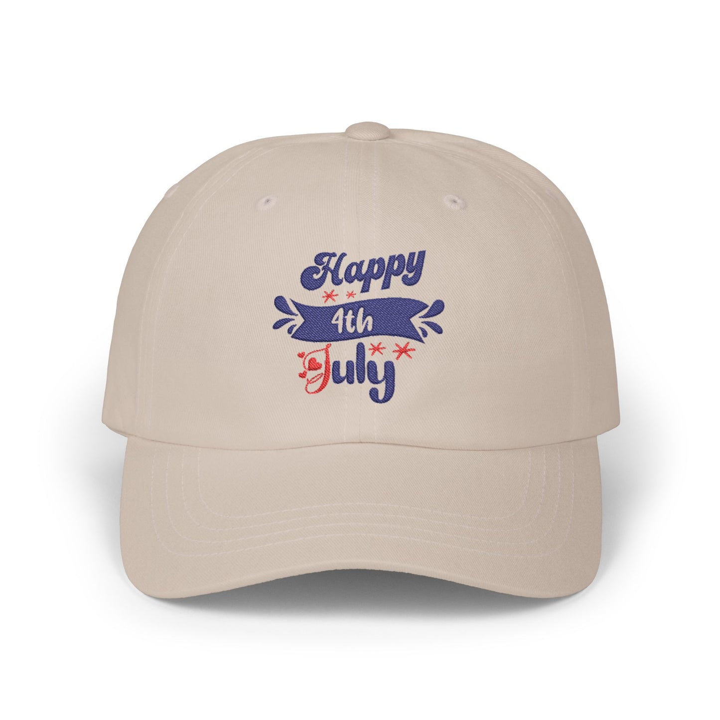 4th of July Dad Cap — "Happy 4th July" Embroidered Patriotic Baseball Hat