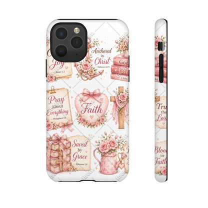 Faith Floral Phone Case – Christian Inspirational Scripture iPhone Cover (Choose Joy, Pray, Faith)