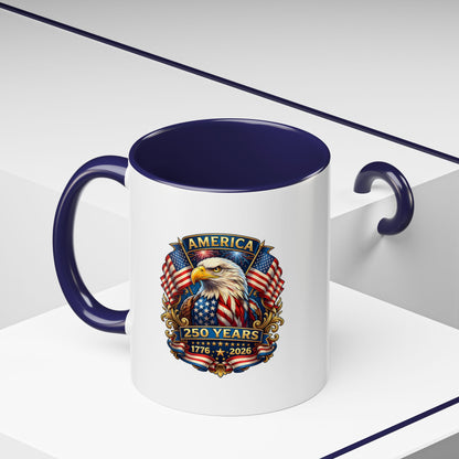 America 250 Years Eagle Coffee Mug — 1776-2026 Patriotic Accent Mug